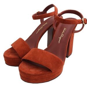 Salvatore Ferragamo Suede Platform Blocked Heel in Size 11C New